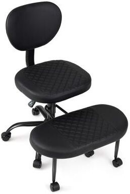 Costway Ergonomic Cross Legged Office Chair with Height-Adjustable Seat - Black