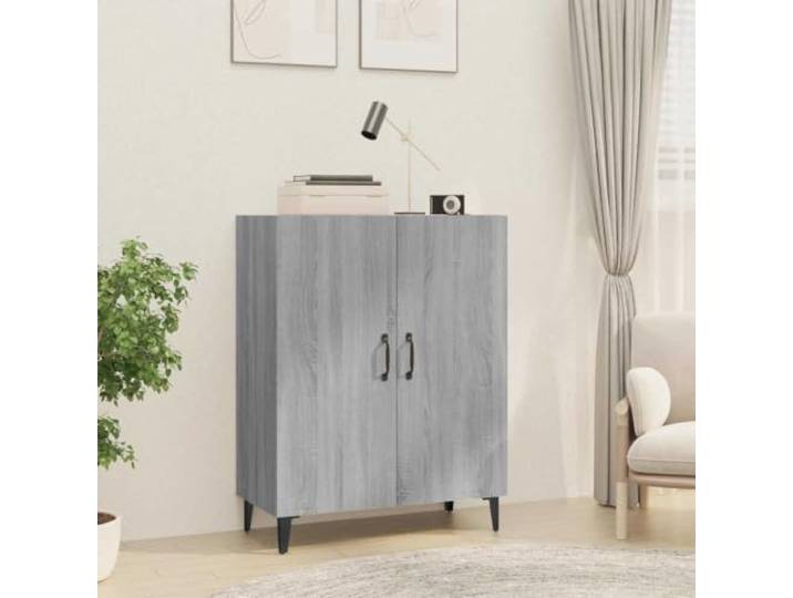 HEFZGDB Klassisches Sideboard Grau Sonoma 70x34x90 cm aus Holzwerkstoff mit glatter Oberfläche und feuchtigkeitsbeständigem Material, Stilvolles Sideboard mit Zwei Türen und Stauraum,