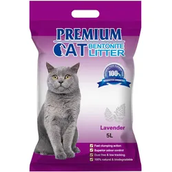 Premium-Katzenklumpstreu aus Bentonit - Lavendel für Katzen 5L