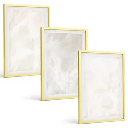 BILDER SET 3er Set - 40x60 cm Goldrahmen - Die Struktur von elegantem Marmor