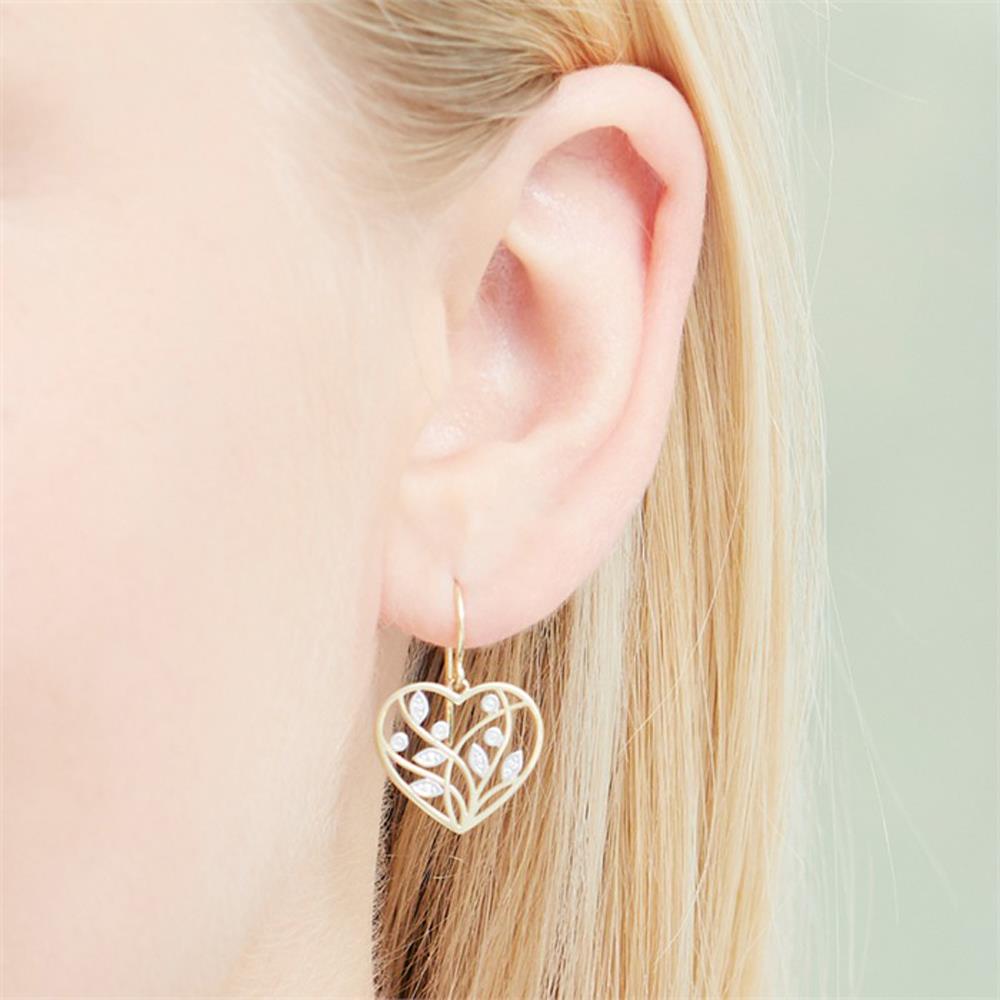 Unique Florale Herz Ohrhänger aus 14K Gold gold