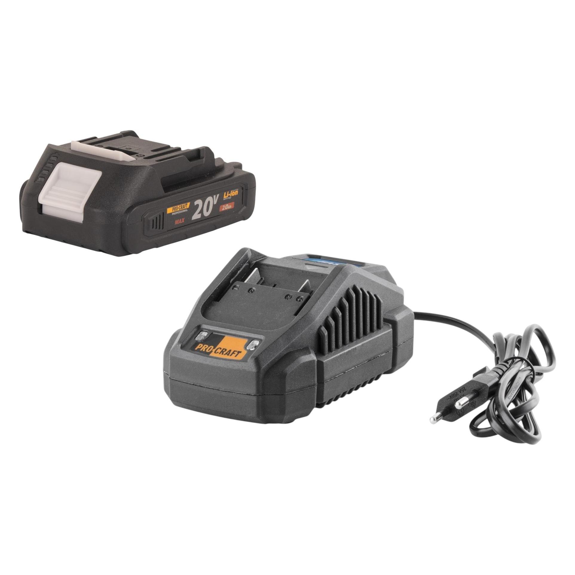 Procraft Starter Pack 20 V 20/2.4A Ladegerät + 1x 20/2A Akku 2,0 Ah (20 V) (69695880)