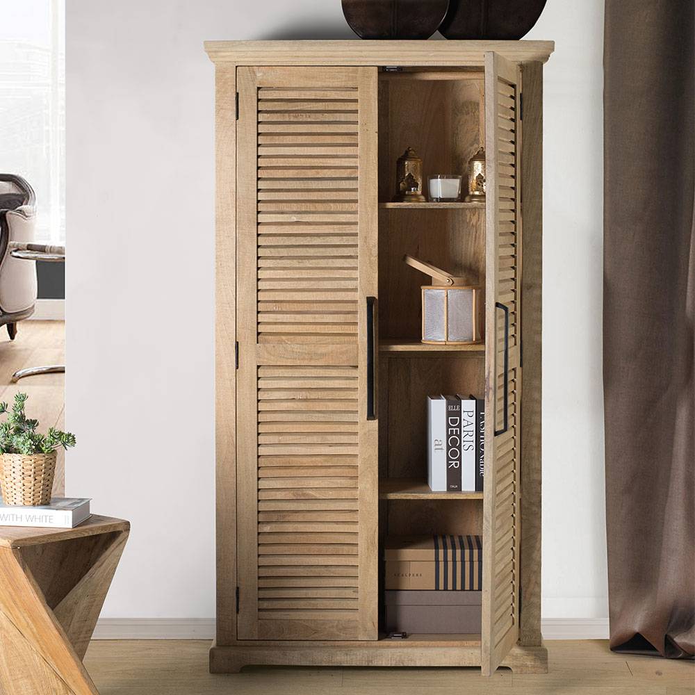 Pharao24.de Holzschrank Schrank Holz aus Mangobaum Massivholz mit Drehtüren