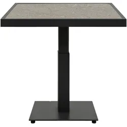 Gartencouchtisch Scale - Aluminium & Keramik, Höhenverstellbar, 85x85 cm, Schwarz