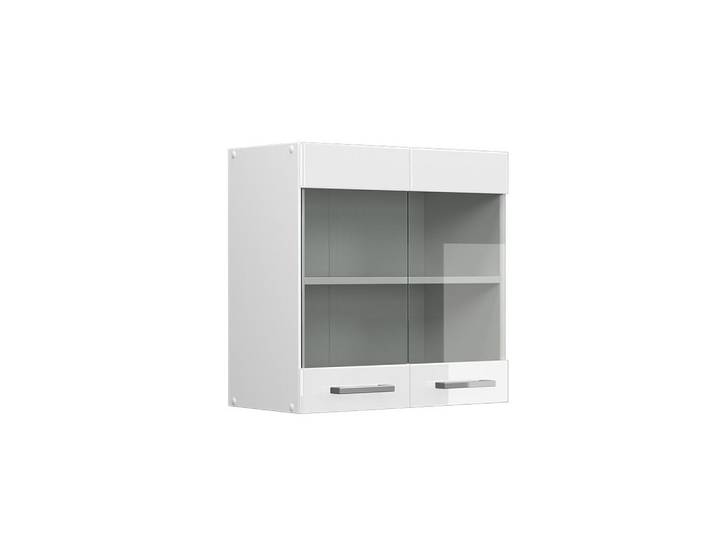 Vicco Hängeschrank R-Line Weiß Hochglanz 60 cm mit Glastüren, Holzwerkstoff, 2 Fächer, Rechteckig, 60x60x31 cm, Wohnzimmer, Wohnwand, Hängeelement