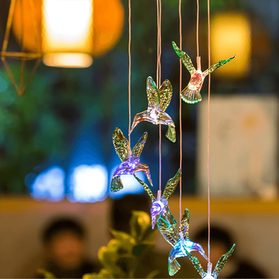 Inspired Living Solar Hummingbird Wind Chime Light, Waterproof Color Changing LED Lantern For Garden Decor Solar Hummingbird Wind Chime Light, Waterproof Color Changing LED Lantern For Garden Decor