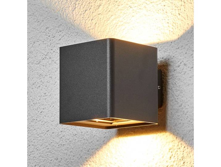 LED Außenwandleuchte Aaron Lucande, schwarz, Aluminium, Modern, Wandlampe