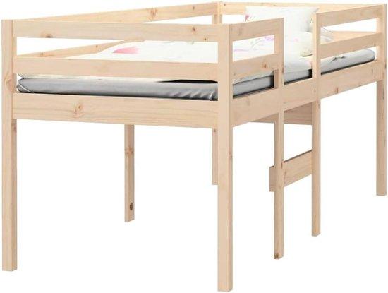 Massivholz Kinderbett - Hochbett - Raumsparende Lösung - Eiche Rahmen - 80x200 cm - Natur