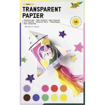 Folia Transparentpapiermappe 42g/m² 18,5x29,7cm, 10 Blatt, farbig sortiert