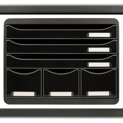 Exacompta 306714D 1x STORE-BOX MAXI 6 Schubladen Black Office schwarz/Harlekin/schwarz - Schwarz Glossy