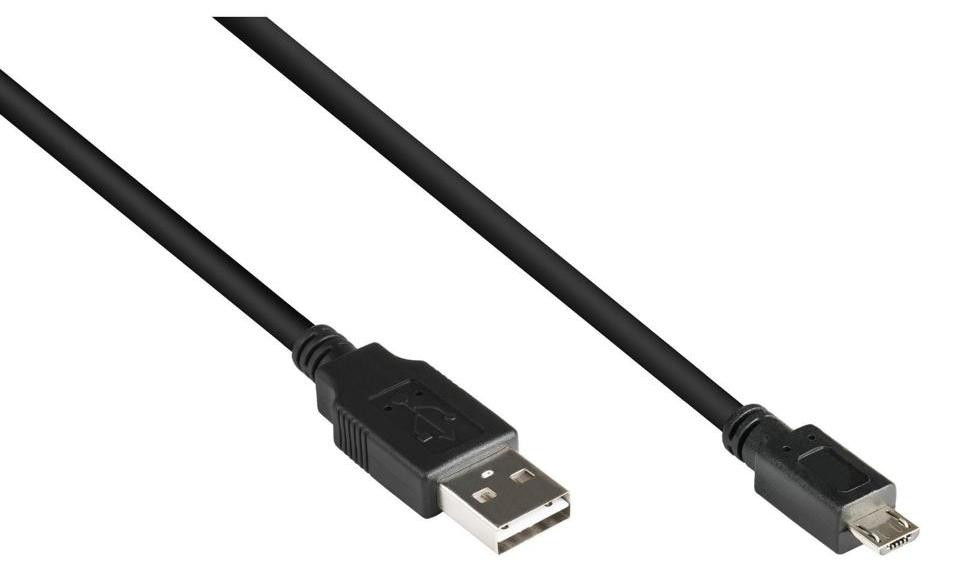Alcasa USB 2.0 kabel, USB A naar Micro-USB B, 3 meter, zwart