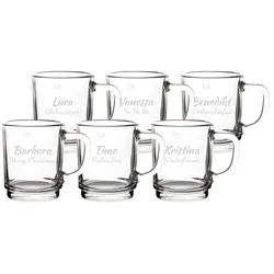 Gravur Glühweinglas Kaffeeglas 0,2l geeicht - Name horizontal 6 Stück