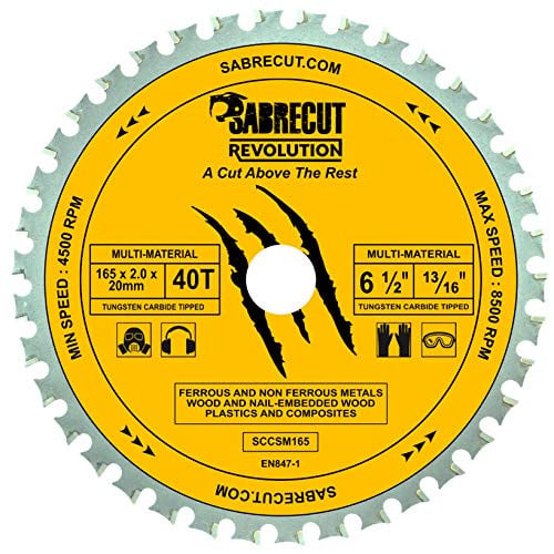 SabreCut Cirkelzaagblad 165mm 40T 20mm 16mm Asgat TCT