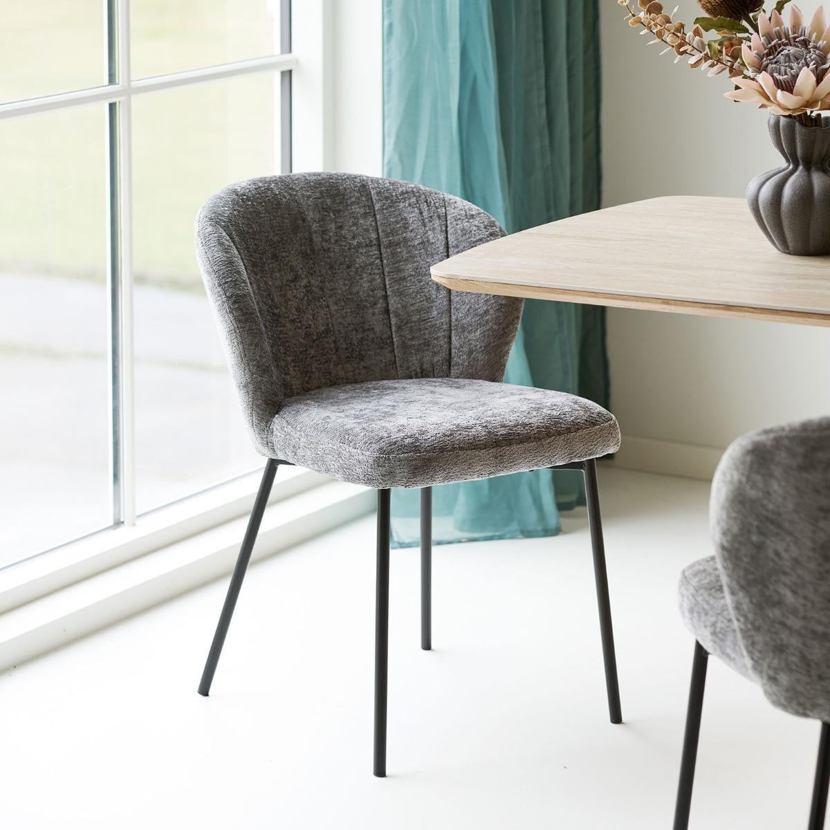 House Nordic Eetkamerstoel Roanne Grijs - Set van 2