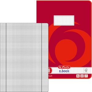 Herlitz Schulheft 340281 x-book, ab 5. Klasse, A4, kariert mit Rand, 32 Blatt, 80 g/m², Lineatur 28
