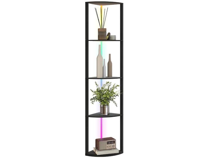 HOMCOM LED Stehlampe 5-stufige dimmbar Stehleuchte mit Regal, RGB Farbwechsel