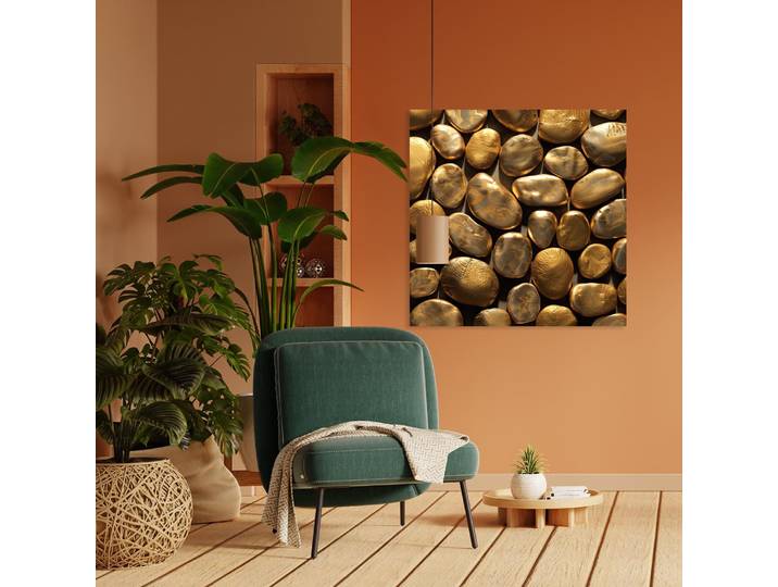 Acrylglasbild QUEENCE Goldene Steine , gold (farbe rahmen: ohne rahmen), B:50cm H:50cm T:1,5cm, Acrylglas, Bilder, Acrylglasbild, HD Premium Kunstdruck in Galeriequalität