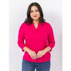 DENIM & CO. Jerseybluse 3/4-Arm Serafinoausschnitt halbe Knopfleiste