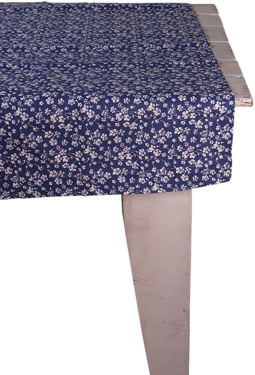 Linen & More Tafelkleed Nina Textiel Blauw Wit 100 x 100 cm
