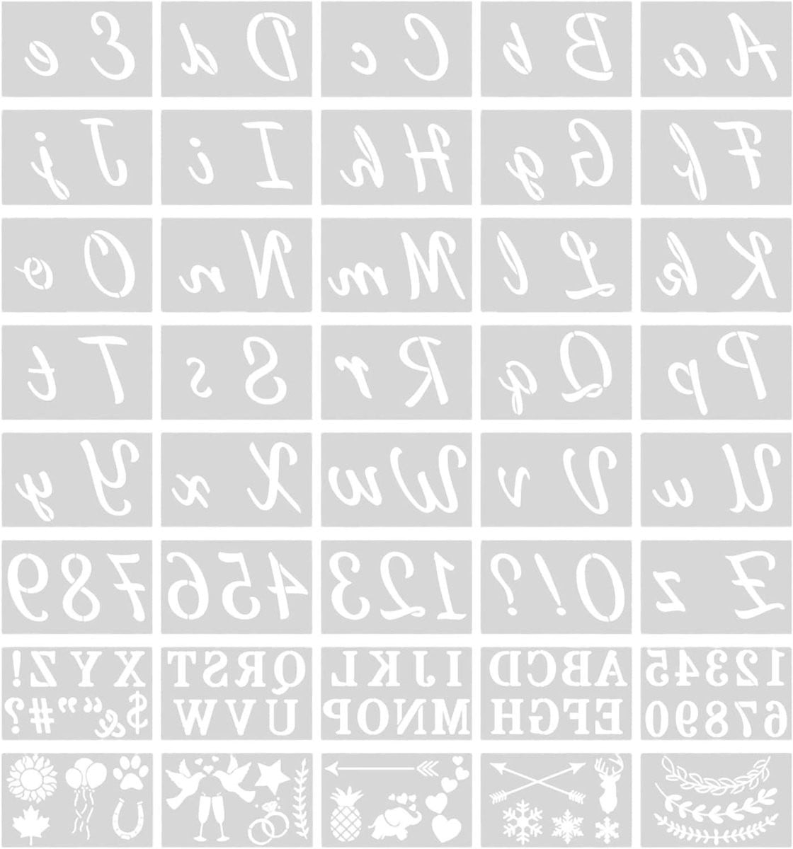 Letter Sjablonen Set met 128 Patronen voor DIY Schilderen en Muurdecoratie