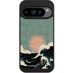 Nivocase Handyhülle für Google Pixel 9 Pro Hülle NIVOpure Case Schwarz Kunst Meer Welle (Google Pixel 9 Pro), Smartphone Hülle, Schwarz