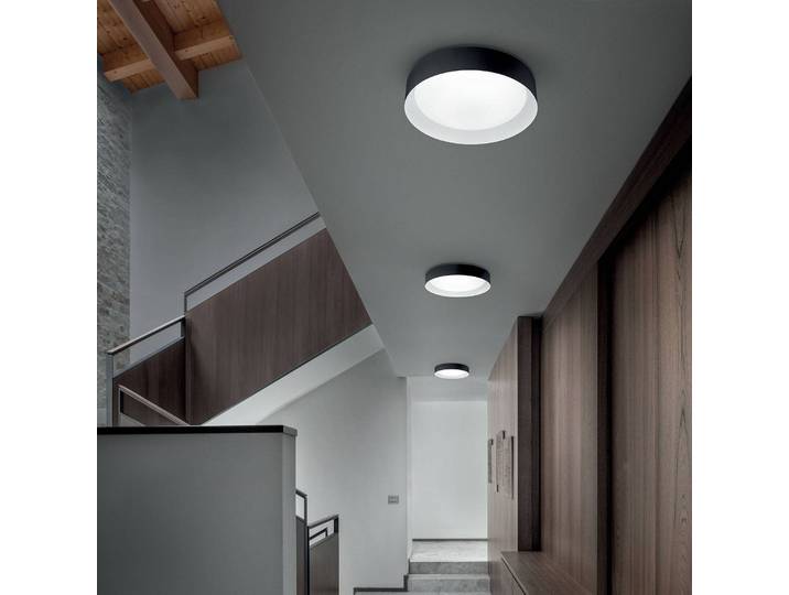 Linea Light LED Deckenleuchte Crew 2, schwarz, für Flurbereich, Metall, Modern