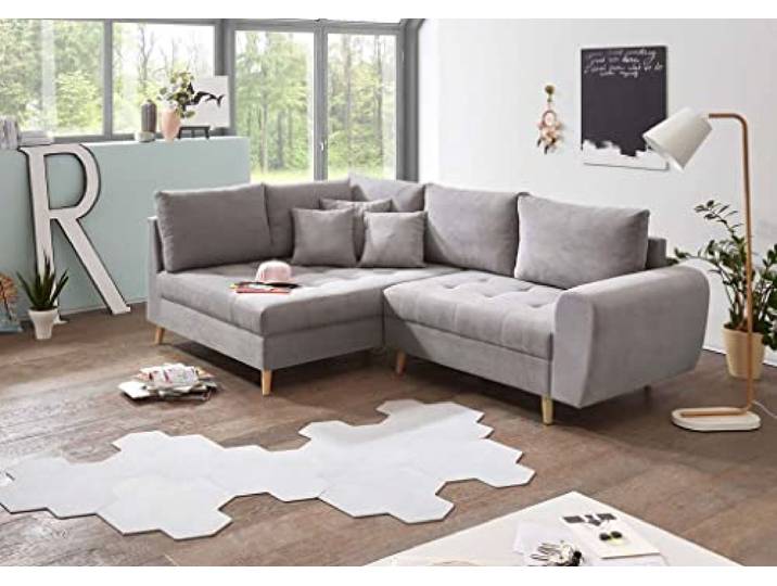 Froschkönig24 Alice hoekbank 249x175 cm sofa hoekbank sofa lichtgrijs, uitvoering: links