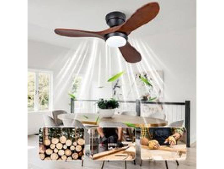 Ventilateur de plafond 91cm 36 pouces en bois massif 3 pales solides éclairage 3CCT réglable 6 vitesses ro VENTILATEUR DE PLAFOND