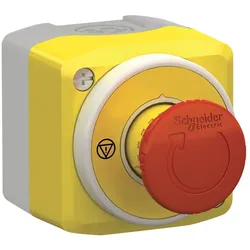 Schneider Electric XALK178W3B140E Aufbaugehäuse, Harmony XALK, Kunststoff, 1 Not-Aus-Schalter, 1Ö+1S, beleuchtbares Schild, 2 LEDs, weiß, rot