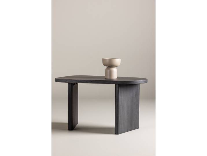 Beistelltisch VENTURE HOME Grönvik, ovaler Beistelltisch, modern & vielseitig, 70 × 45 cm , grau (schwarz, schwarz), B:45cm H:40cm T:45cm, Tische, Beistelltisch, Ablagetisch, MDF, oval, niedrig, kompakt, wohnlich