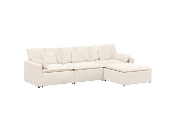 Makastle Modulares Sofa mit Fußhocker und Kissen Creme