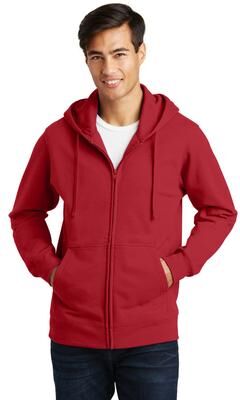 Port & Company PC850ZH Fan Favorite Fleece Full-Zip Hooded Sweatshirt in Team Cardinal size 3XL   Cotton/Polyester Blend