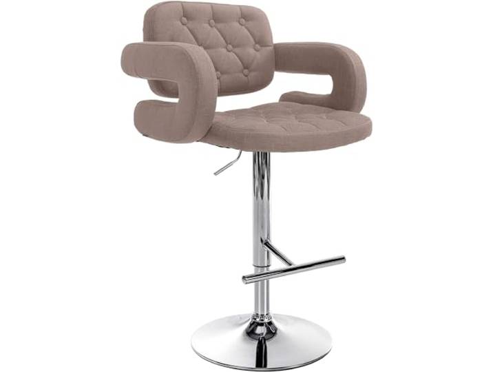 CLP Barhocker Dublin Mit Stoff-Bezug I Höhenverstellbar Farbe Taupe Gestell Farbe Chrom