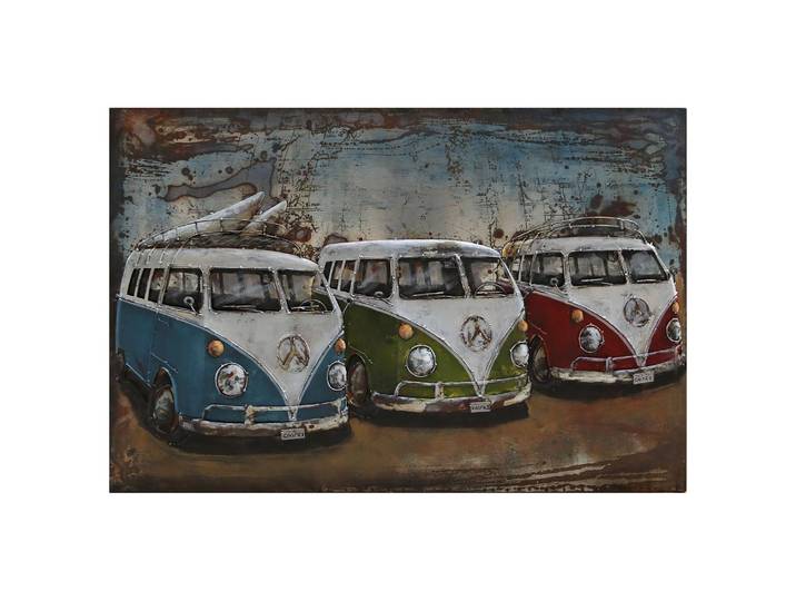 3D-Metallbild 3 Bullis Stahlblech Multicolor 120 x 80 x 3cm