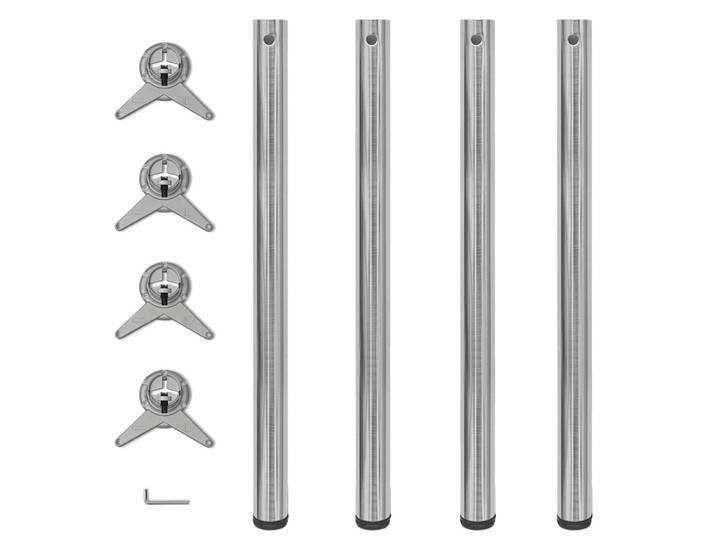 vidaXL 4x höhenverstellbares Tischbein Nickel gebürstet 870 mm