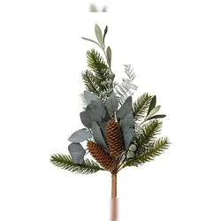 Christmas Decorations Künstlicher Tannenzweig 50cm mit Tannenzapfen Kunstzweige Deko Zweige Weihnachten Weihnachtszweige Grün Braun
