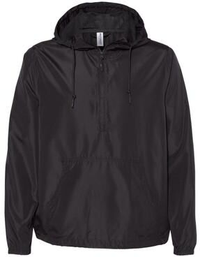 Independent Trading Co. EXP54LWP Lightweight Quarter-Zip Windbreaker Pullover Jacket in Black size XS   Polyester
