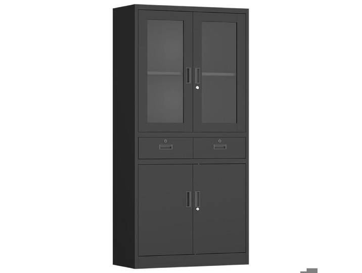 Armoire métallique de bureau - NIKCORP - GD-FC-005 - 90x40x185 cm - 2 portes vitrées - 2 tiroirs verrouillables