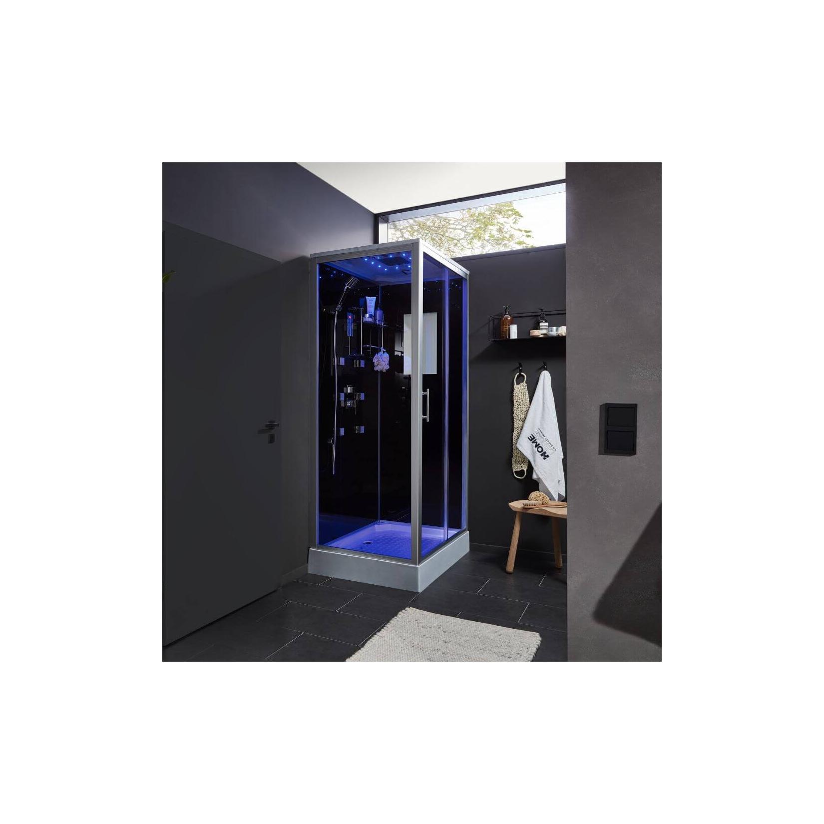 HOME DELUXE Duschkabine mit LED-Beleuchtung WAVE L - 100 x 80 cm