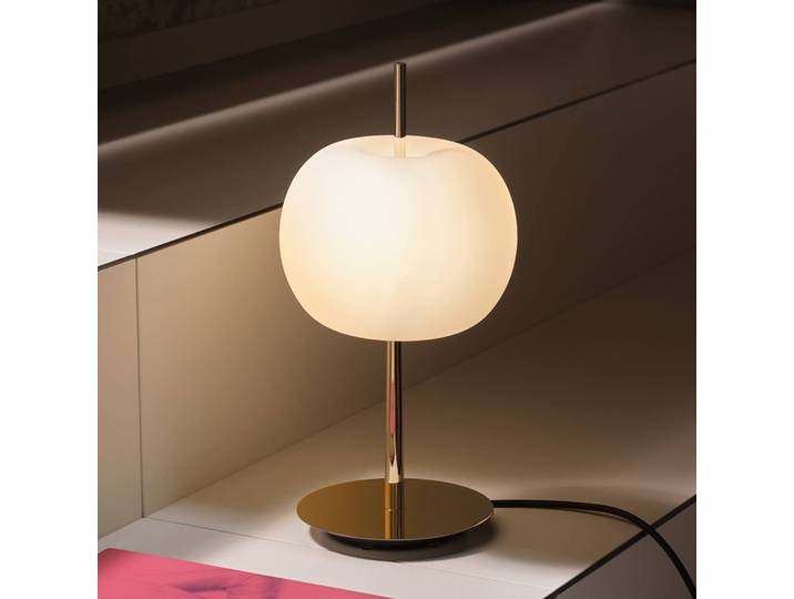 Design tafellamp KUSHI, dimbaar, messing / goud, Woon-/ Eetkamer, Glas, Design, tafellamp