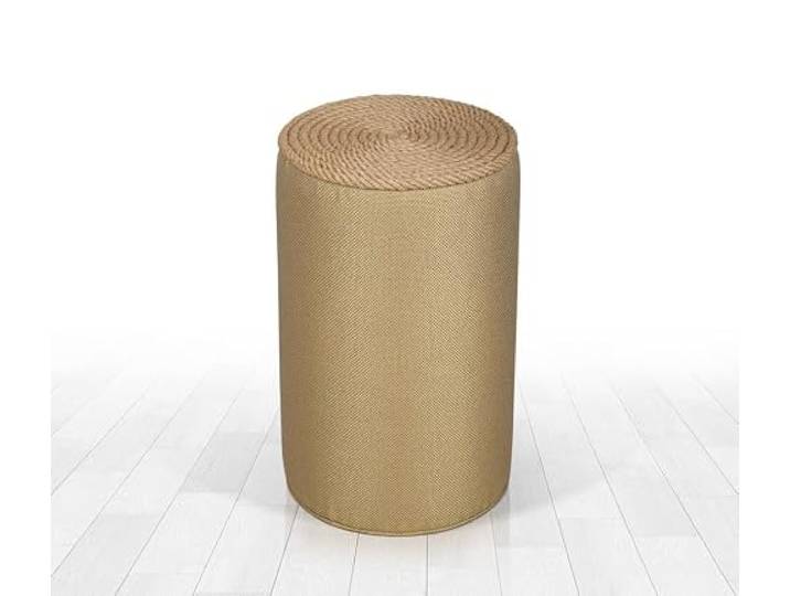 Atelier Del Sofa Goldener Pouf im Boho-Stil, 52 cm hoch x 31 cm tief 50% Baumwolle & 50% Leinen, PVC-beschichtete, verdeckte Beine, stilvolles skandinavisches Design
