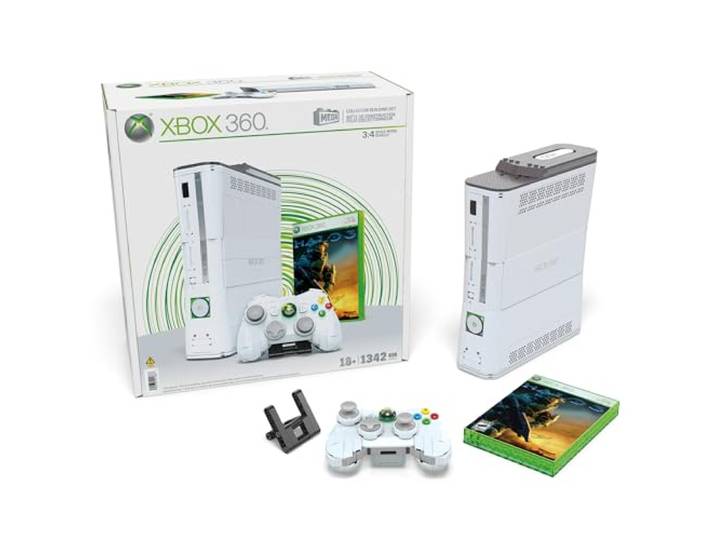 MEGA Microsoft Bauset zum Sammeln, Xbox 360 Modell zum Nachbauen mit 1342 Teilen, Controller und LED-Lichtern, Spielzeug für Erwachsene Sammler zum Zusammenbauen und Präsentieren, HWW15