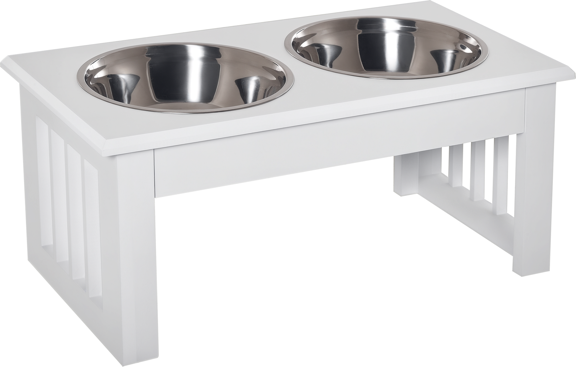 Pawhut Ciotola Rialzata per Cani in Acciaio Inossidabile, Base in Legno MDF, con 2 Piatti, 44x24x15cm Aosom
