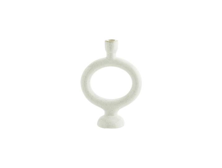 Bougeoir en grès blanc cassé, rond - Madam Stoltz, Cerca - H28 cm
