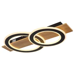 Deckenleuchte Deckenlampe Wohnzimmerleuchte Holzlampe Ringe 2 flammig LED L 63cm