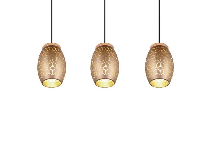 Pendelleuchte 71 x 150 x 15cm Braun/Braun 3 Eisen, lackiert Monterey-Kiefer, lackiert E27
