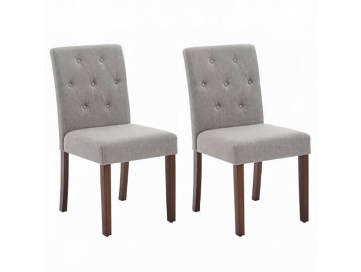 Polsterstühle für Esszimmer 2er Set – Hohe Rückenlehne, weicher Stoffbezug, ergonomisch und bequem – Stabile Holzbeine – Perfekt für Küche, Wohnzimmer, Restaurant oder Café – 2er-Pack Leinen Grau