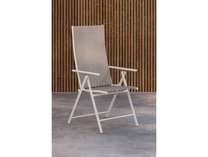 Gartenstuhl VENTURE HOME Levanzo, 2er-Set Gartenstühle klappbar, belastbar bis 110 kg , beige (beige, beige, beige), B:56cm H:108cm T:59cm, PVC, Stahl, Stühle, Gartenstuhl, Stuhlset, Stahlrahmen, Textilene-Sitz, klappbar, verstellbare Lehne