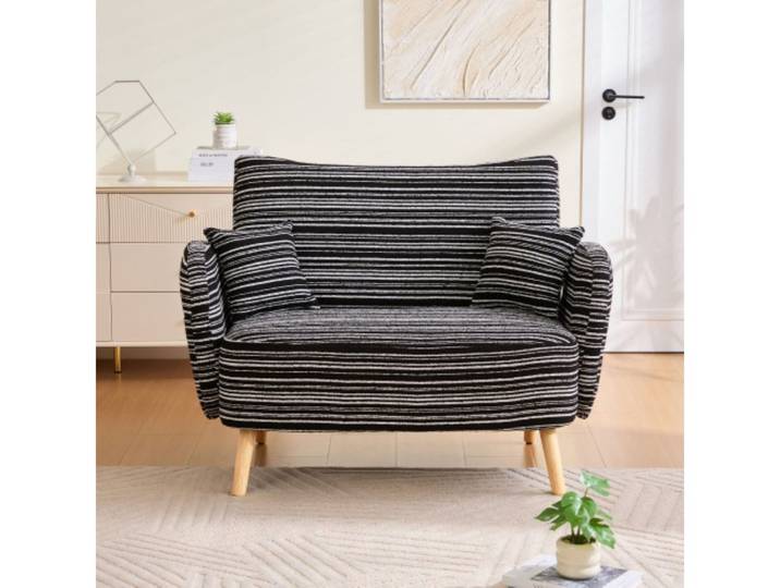 BBWL Sofa Zweisitzer Sofa modern mit Bouclé-Bezug, tiefem Sitz, Armlehnenkissen und Aufbewahrungstasche für kleine Räume