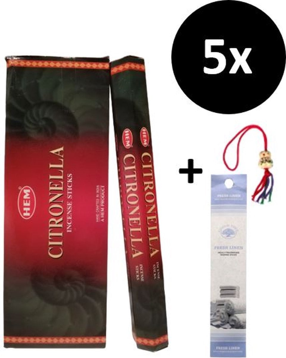 Wierookstokjes Citronella met 100 stokjes, 5 mini stokjes en 1 gelukspoppetje